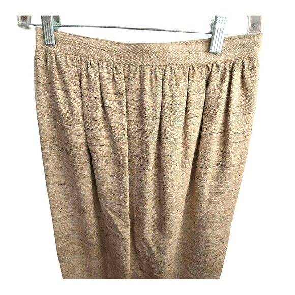 Vintage Handmade Raw Silk Tan Skirt With Fringe Hem Woven Texture HS146 - Picture 2 of 6